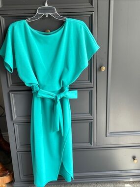 Kensie Teal Tie-Waist Midi Dress